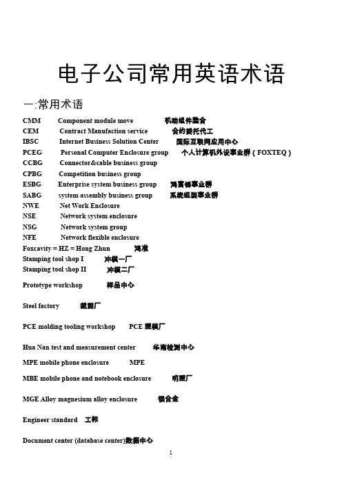 电子企业常用英语术语