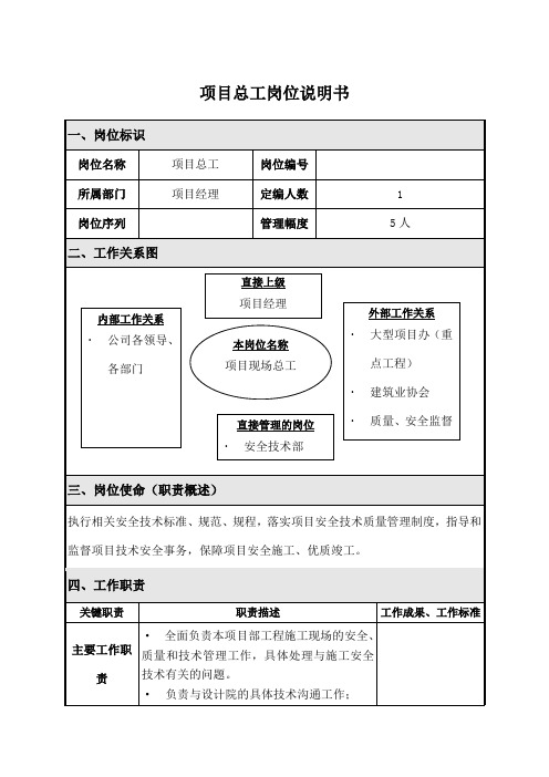 项目总工岗位说明书