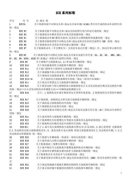 ECE系列标准清单