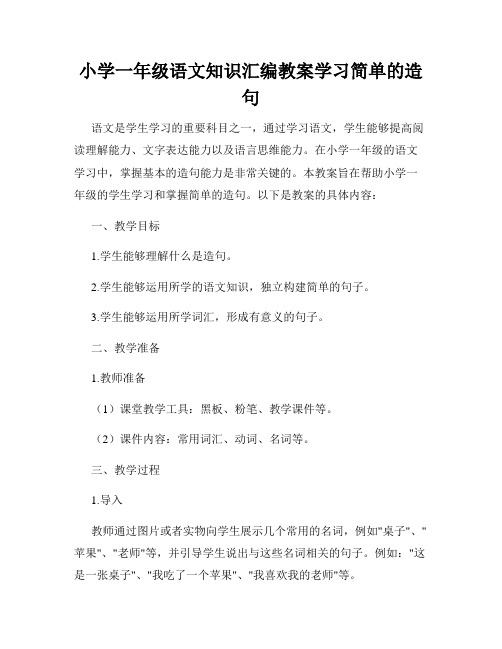 小学一年级语文知识汇编教案学习简单的造句