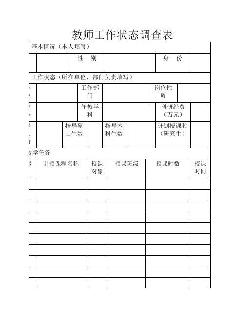 教师工作状态调查表