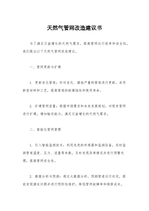 天然气管网改造建议书