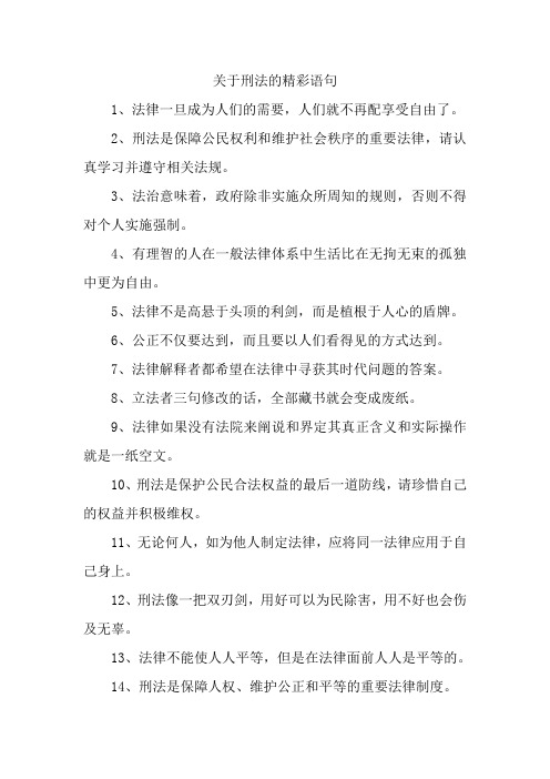 关于刑法的精彩语句