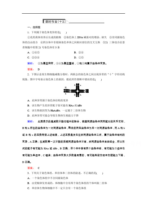 高一生物下册课时质量检测题17