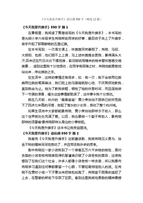 《今天我是升旗手》读后感550字（精选12篇）