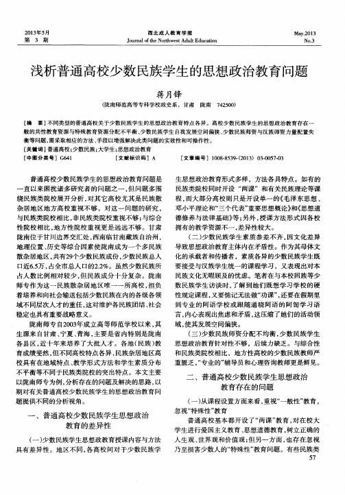 浅析普通高校少数民族学生的思想政治教育问题