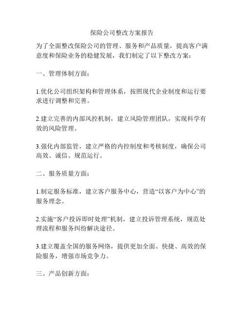 保险公司整改方案报告