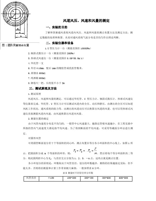 风道风压、风速和风量的测定