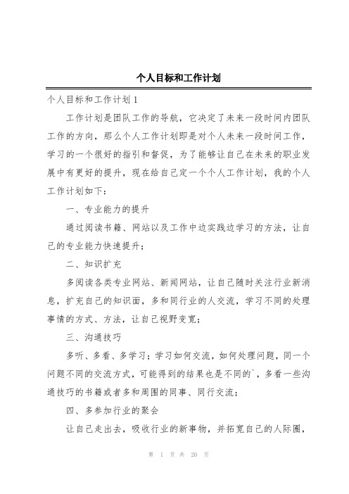 个人目标和工作计划