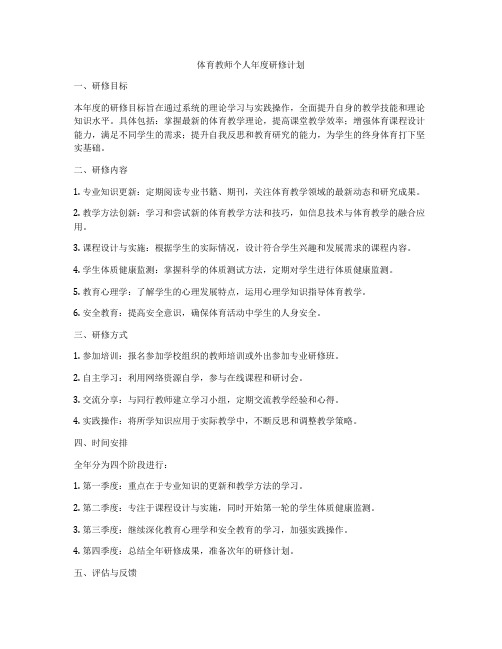 体育教师个人年度研修计划