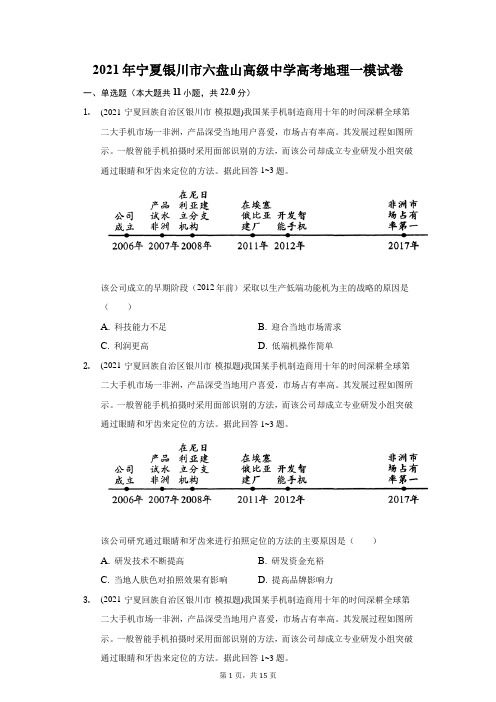 2021年宁夏银川市六盘山高级中学高考地理一模试卷(附答案详解)