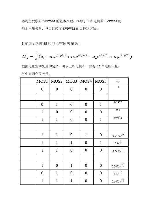 五相svpwm,最近四矢量计算