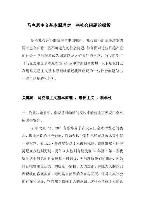 马克思主义基本原理对一些社会问题的探析