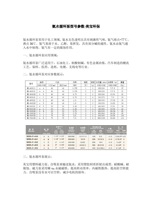 氨水循环泵型号参数-美宝环保