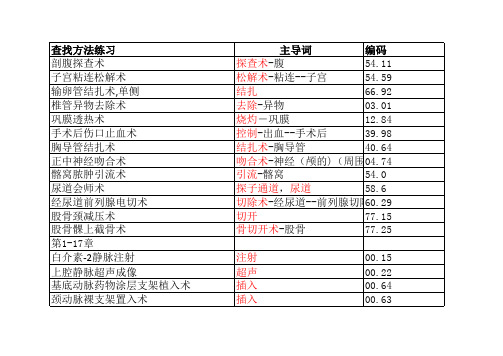 手术操作编码练习韪答案