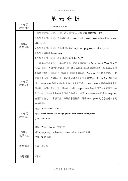 牛津译林版-英语-三年级上册-牛津译林 3A unit6教案