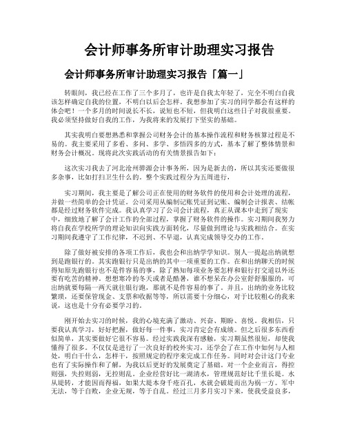 会计师事务所审计助理实习报告