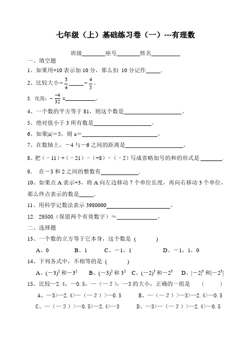 基础练习一(有理数)
