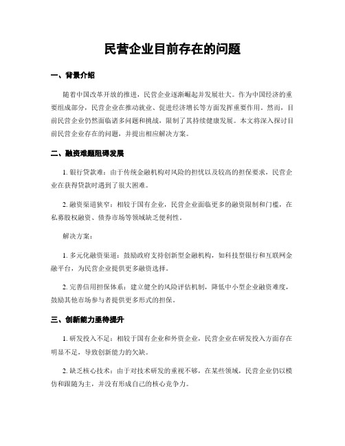 民营企业目前存在的问题