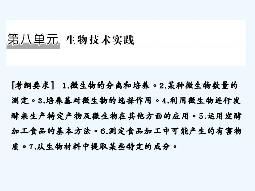 高考生物全国版二轮专题复习配套课件：第八单元 生物技术实践