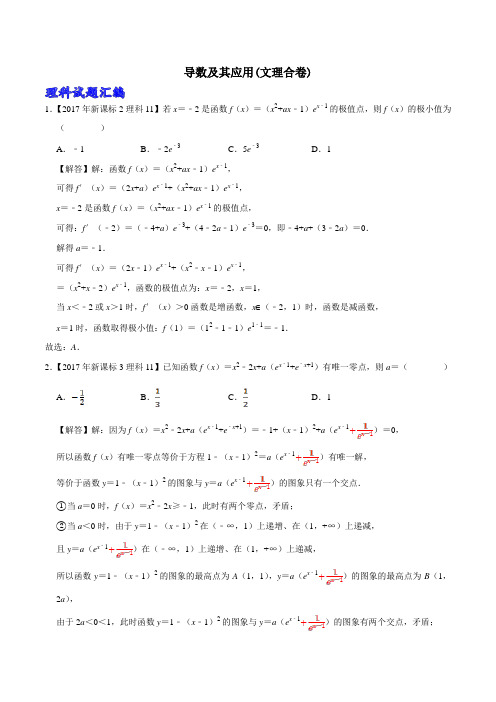 2020年高考数学压轴必刷题附解答:导数及其应用(文理合卷)