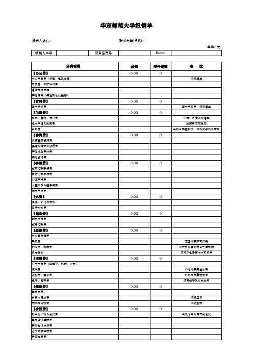 华东师范大学报销单xls-Sheet1