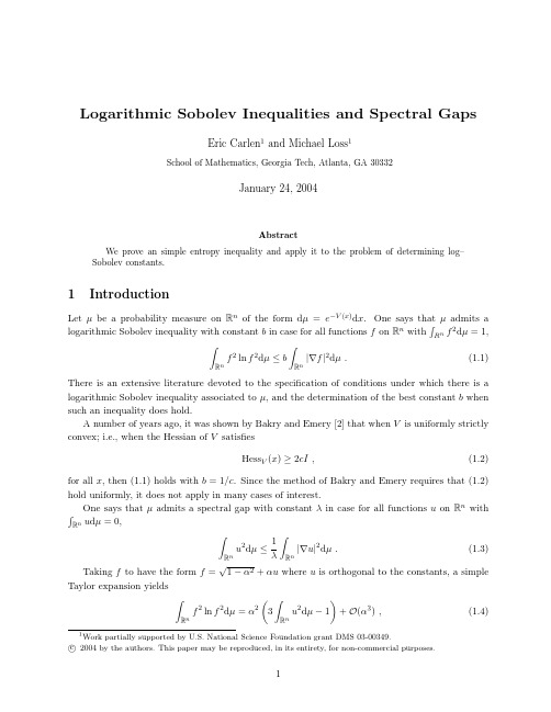 Logarithmic Sobolev Inequalities and Spectral Gaps