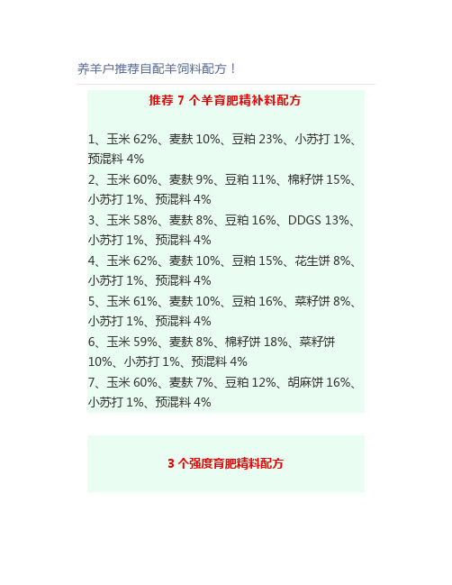 【养羊】养羊户推荐自配羊饲料配方