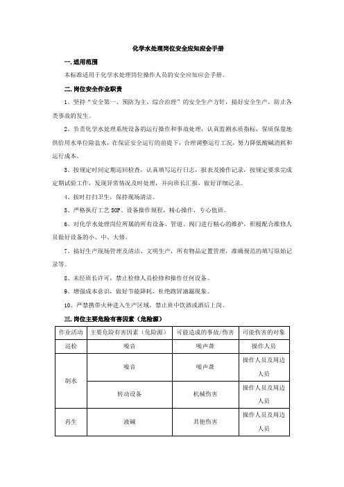 化学水处理岗位安全应知应会手册