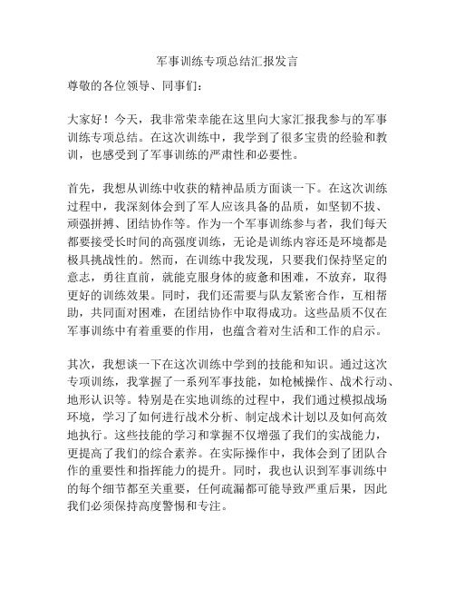 军事训练专项总结汇报发言