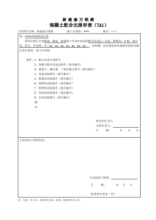 混凝土配合比报审表(修订稿)3