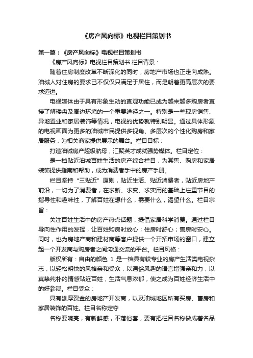 《房产风向标》电视栏目策划书