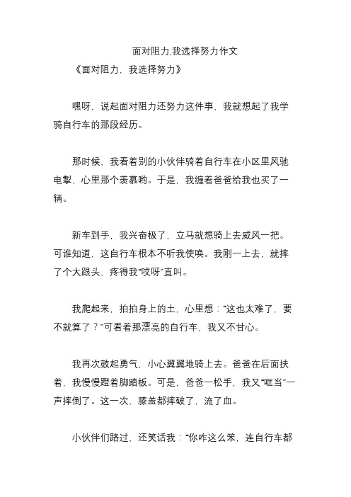 面对阻力,我选择努力作文