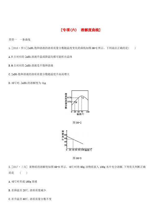 安徽省2019年中考化学复习第一篇基础过关篇专项06溶解度曲线练习(附答案解析)