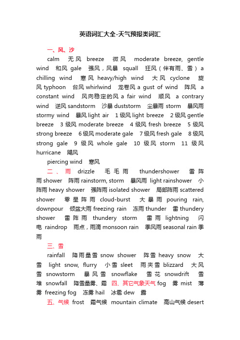 英语词汇大全-天气预报类词汇