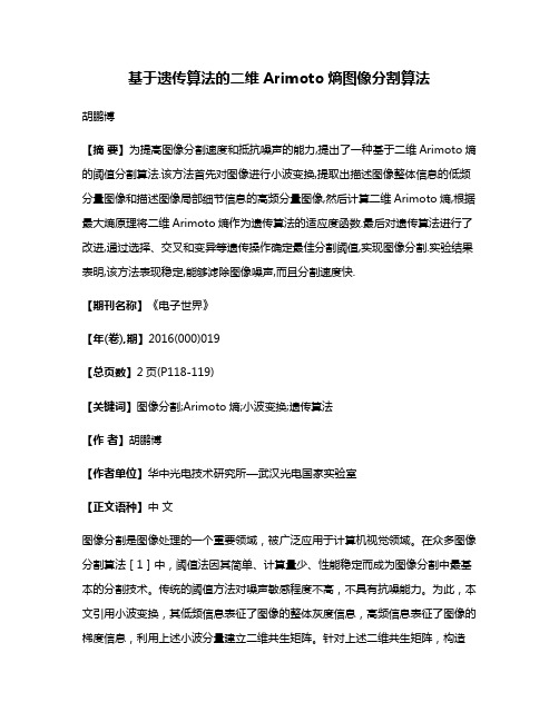 基于遗传算法的二维Arimoto熵图像分割算法