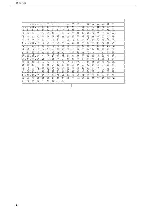 小学生一年级常用汉字表