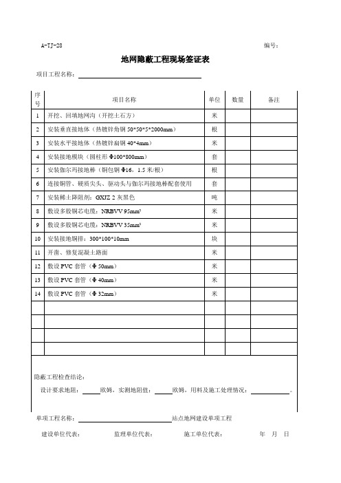 《地网隐蔽工程现场签证记录》