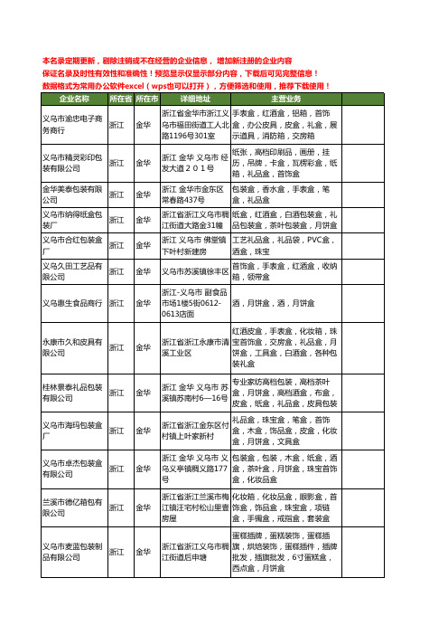 新版浙江省金华月饼盒工商企业公司商家名录名单联系方式大全92家