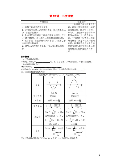 中考数学总复习  二次函数(含答案点拨)   新人教版