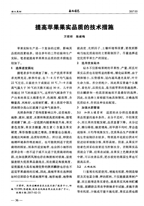 提高苹果果实品质的技术措施