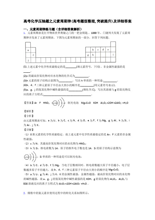 高考化学压轴题之元素周期律(高考题型整理,突破提升)及详细答案