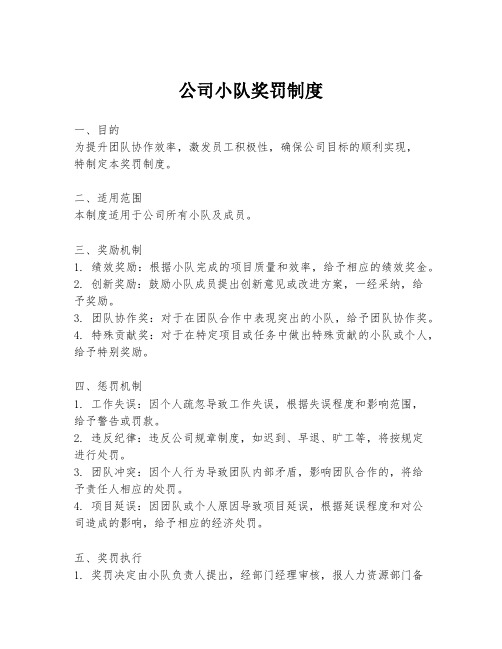 公司小队奖罚制度