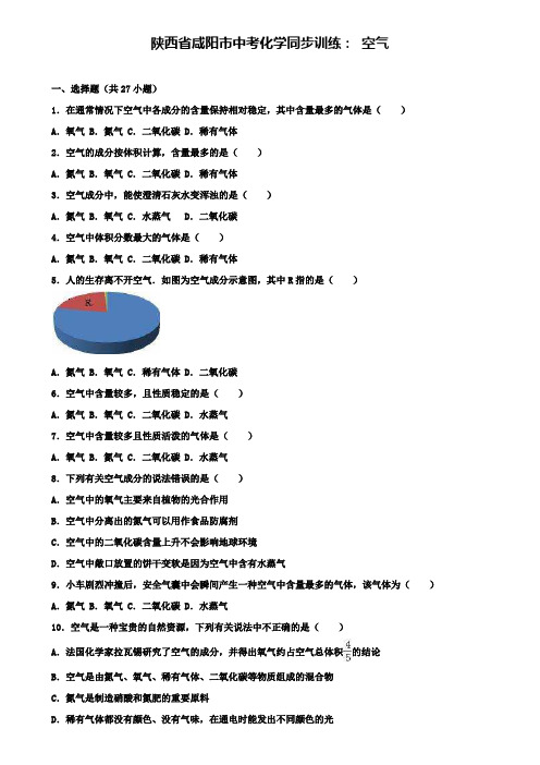 中考化学同步训练 空气(含解析)