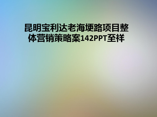 昆明宝利达老海埂路项目整体营销策略案142PPT至祥