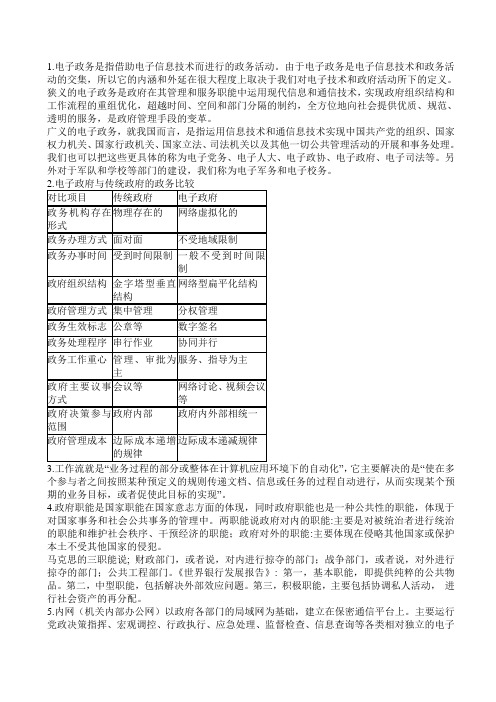 电子政务 重点知识 小抄