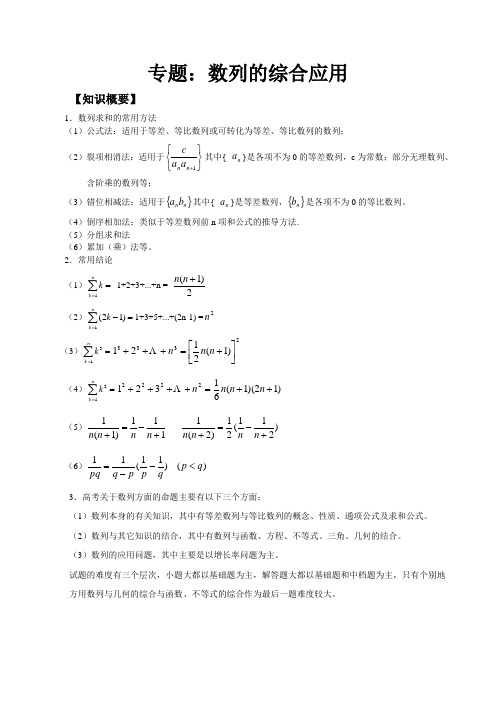 专题：数列的综合应用(含答案)