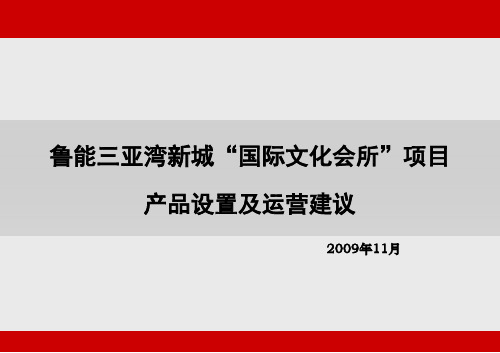 鲁能三亚湾新城“国际文化会所”项目产品设置及运营建议项目定位别墅.ppt