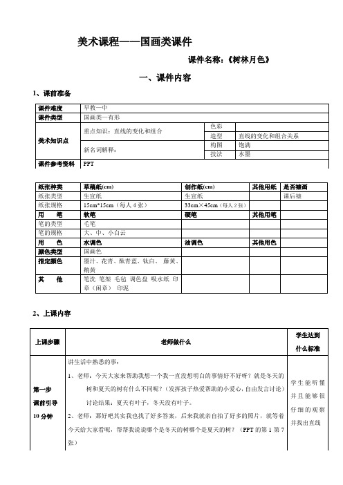 一年级上册美术课外班素材-树林月色(国画) 全国通用