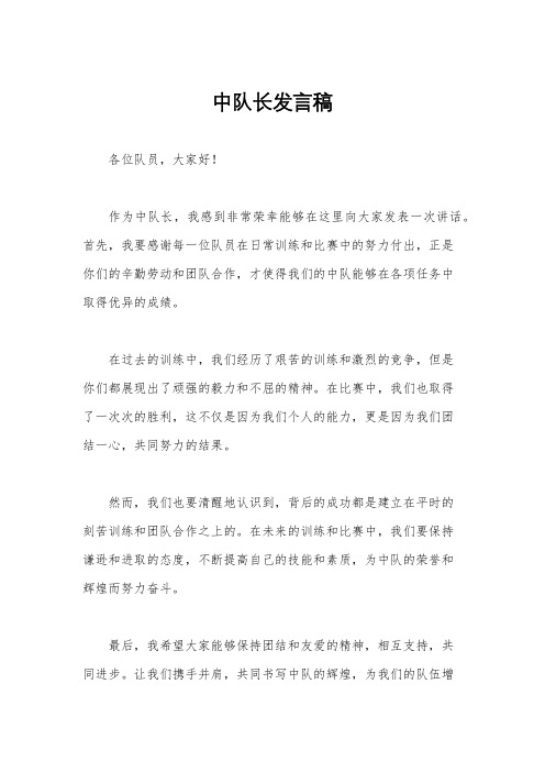 中队长发言稿